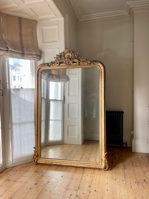 LARGE ANTIQUE FRENCH GILT MIRROR - ADDITIONAL PHOTO 5