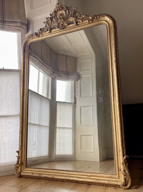 LARGE ANTIQUE FRENCH GILT MIRROR - ADDITIONAL PHOTO 11