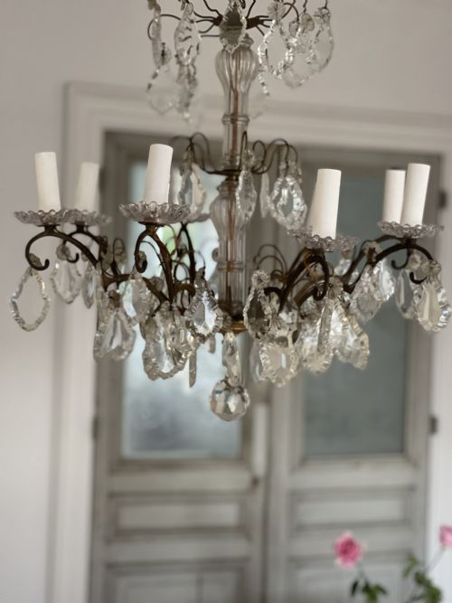 antique french crystal chandelier - CATEGORY: ANTIQUE LIGHTING - DATED 1900