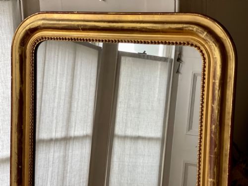 LARGE FRENCH GILT MIRROR MERCURY GLASS - ADDITIONAL PHOTO 3