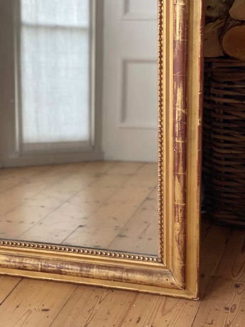LARGE FRENCH GILT MIRROR MERCURY GLASS - ADDITIONAL PHOTO 4