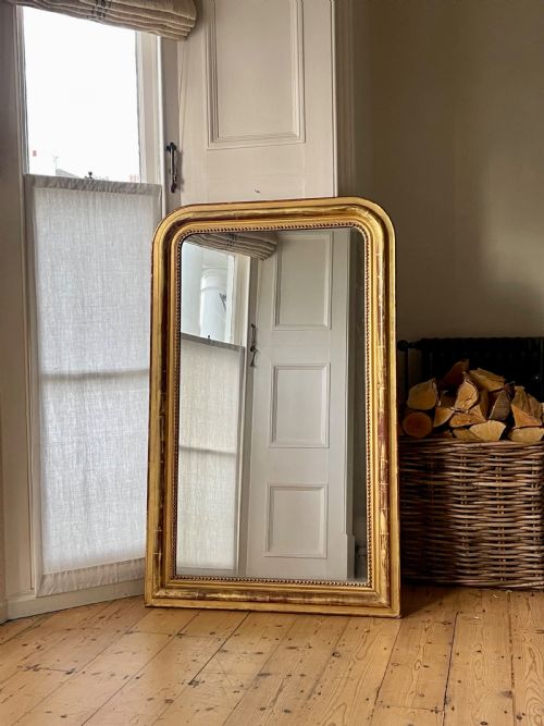 LARGE FRENCH GILT MIRROR MERCURY GLASS - ADDITIONAL PHOTO 8