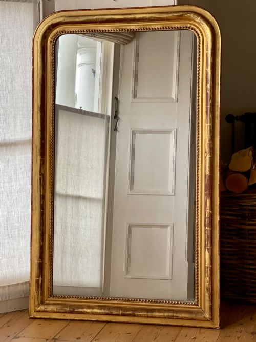 LARGE FRENCH GILT MIRROR MERCURY GLASS - ADDITIONAL PHOTO 1