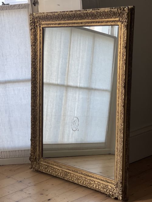 large antique french gilt mirror - CATEGORY: ANTIQUE MIRRORS - DATED 19TH CENTURY