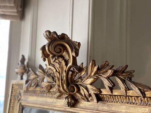 LARGE 19TH CENTURY FRENCH GILT MIRROR MERCURY GLASS - ADDITIONAL PHOTO 9