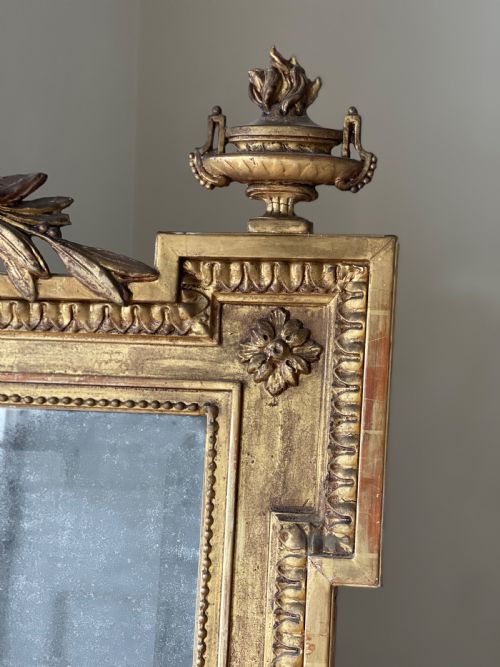 LARGE 19TH CENTURY FRENCH GILT MIRROR MERCURY GLASS - ADDITIONAL PHOTO 10