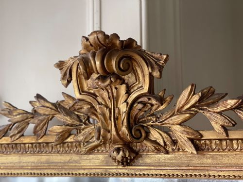LARGE 19TH CENTURY FRENCH GILT MIRROR MERCURY GLASS - ADDITIONAL PHOTO 11
