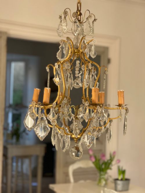 antique french cage chandelier - CATEGORY: ANTIQUE LIGHTING - DATED 1900