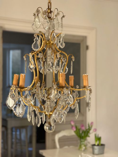ANTIQUE FRENCH CAGE CHANDELIER - ADDITIONAL PHOTO 3