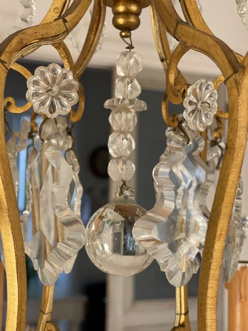 ANTIQUE FRENCH CAGE CHANDELIER - ADDITIONAL PHOTO 6