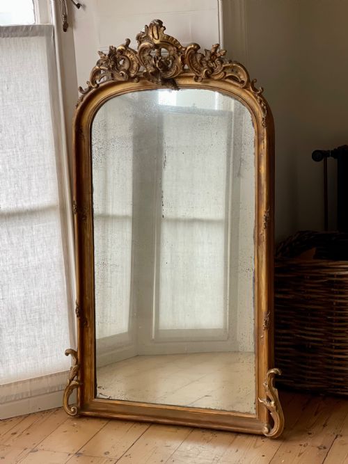 19th century french gilt louis xv mirror - CATEGORY: ANTIQUE MIRRORS - DATED 19TH CENTURY