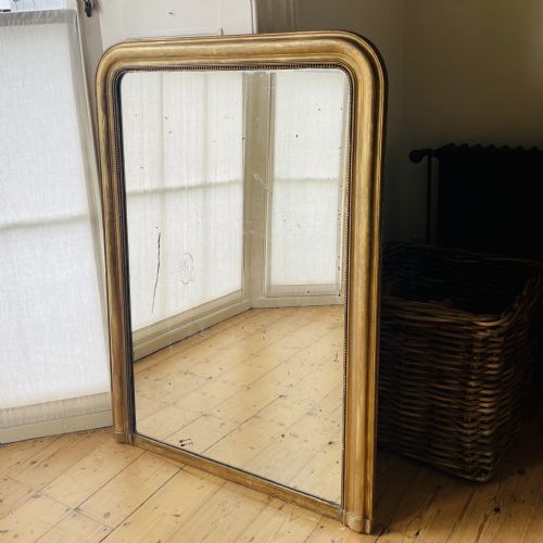 LARGE ANTIQUE FRENCH GILT LOUIS PHILIPPE MIRROR - ADDITIONAL PHOTO 1