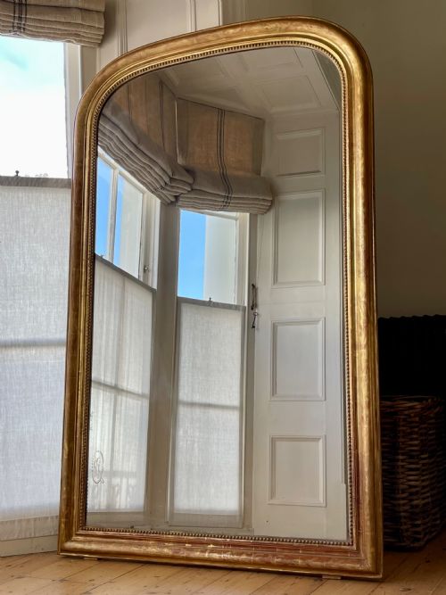 large 19th century french gilt leaner mirror mercury glass - CATEGORY: ANTIQUE MIRRORS - DATED 1860