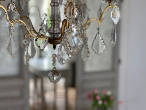 ANTIQUE CRYSTAL FRENCH 5 BRANCH CHANDELIER - ADDITIONAL PHOTO 10