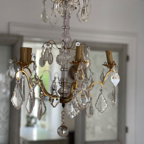ANTIQUE CRYSTAL FRENCH 5 BRANCH CHANDELIER - ADDITIONAL PHOTO 11