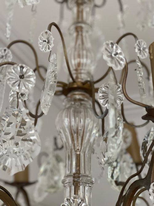 ANTIQUE FRENCH CRYSTAL 6 BRANCH CHANDELIER - ADDITIONAL PHOTO 10