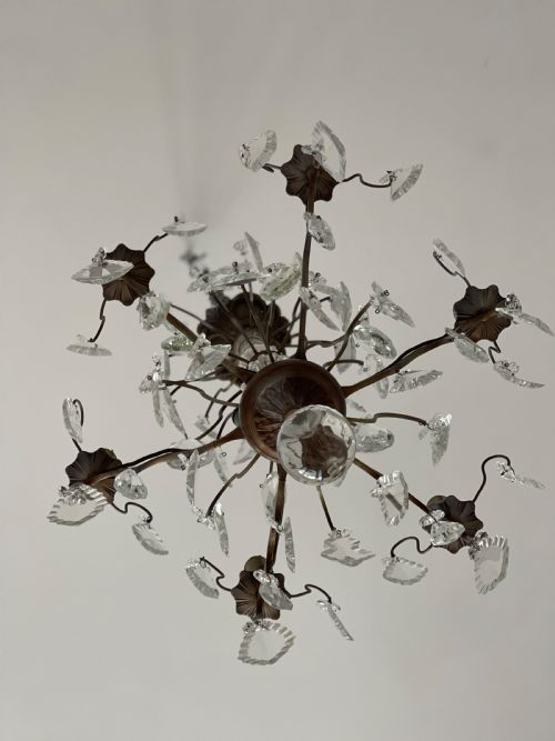 ANTIQUE FRENCH CRYSTAL 6 BRANCH CHANDELIER - ADDITIONAL PHOTO 12