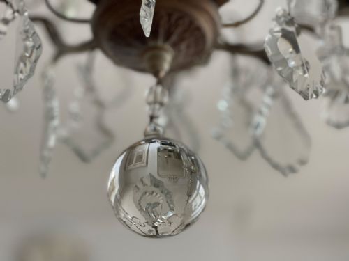 ANTIQUE FRENCH CRYSTAL 6 BRANCH CHANDELIER - ADDITIONAL PHOTO 15