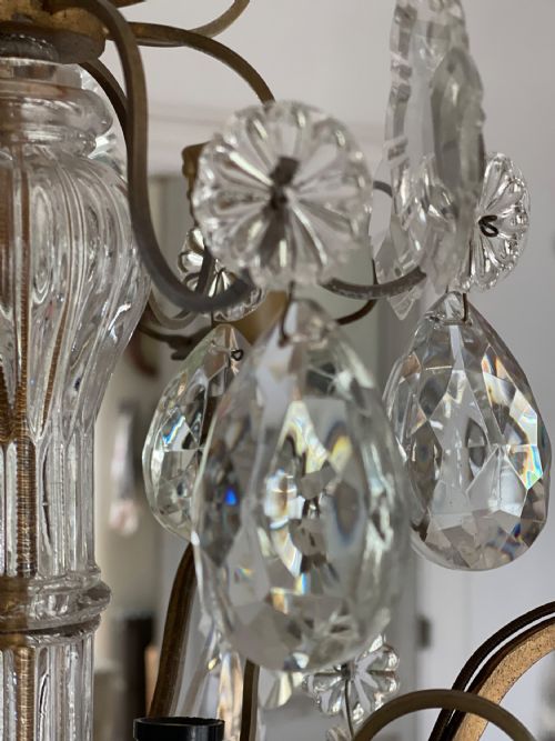 ANTIQUE FRENCH CRYSTAL 6 BRANCH CHANDELIER - ADDITIONAL PHOTO 11