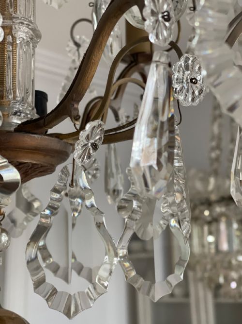 ANTIQUE FRENCH CRYSTAL 6 BRANCH CHANDELIER - ADDITIONAL PHOTO 8