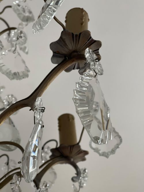 ANTIQUE FRENCH CRYSTAL 6 BRANCH CHANDELIER - ADDITIONAL PHOTO 16