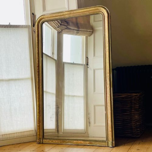 19TH CENTURY FRENCH GILT LOUIS PHILIPPE MIRROR MERCURY GLASS - ADDITIONAL PHOTO 4
