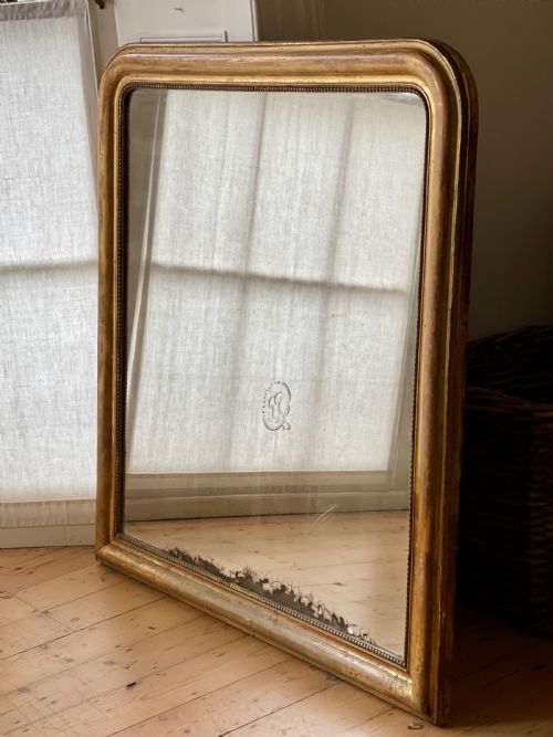 large 19th century french gilt louis philippe mirror c1850 mercury glass - CATEGORY: ANTIQUE MIRRORS - DATED 1850