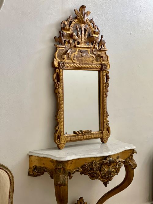 18TH CENTURY FRENCH GILT WOOD MARRIAGE MIRROR - ADDITIONAL PHOTO 3
