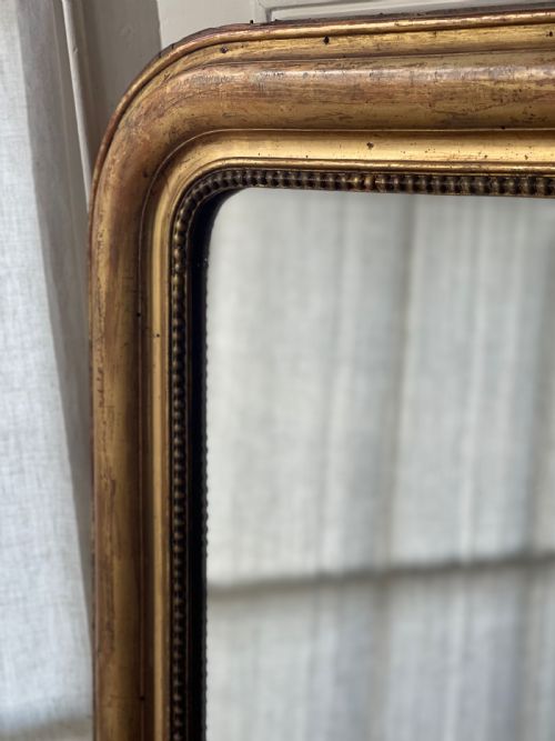 LARGE 19TH CENTURY FRENCH GILT LOUIS PHILIPPE MIRROR C1850 MERCURY GLASS - ADDITIONAL PHOTO 2