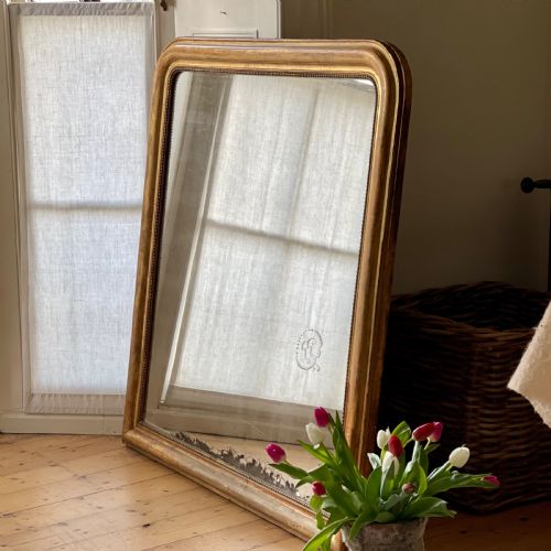 LARGE 19TH CENTURY FRENCH GILT LOUIS PHILIPPE MIRROR C1850 MERCURY GLASS - ADDITIONAL PHOTO 3