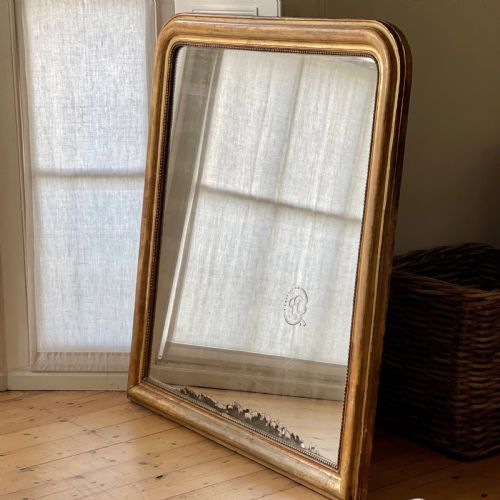 LARGE 19TH CENTURY FRENCH GILT LOUIS PHILIPPE MIRROR C1850 MERCURY GLASS - ADDITIONAL PHOTO 4