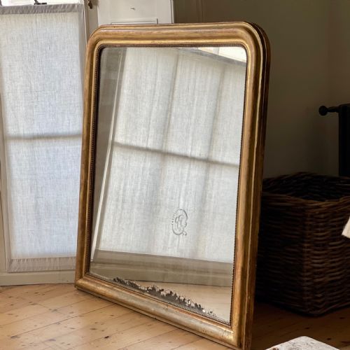 LARGE 19TH CENTURY FRENCH GILT LOUIS PHILIPPE MIRROR C1850 MERCURY GLASS - ADDITIONAL PHOTO 5