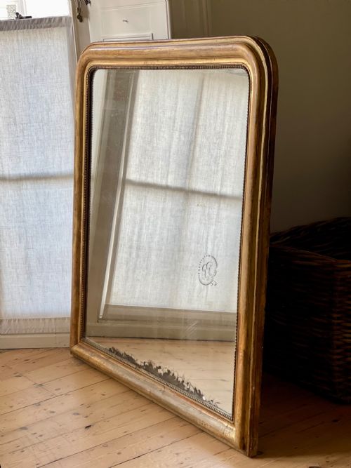 LARGE 19TH CENTURY FRENCH GILT LOUIS PHILIPPE MIRROR C1850 MERCURY GLASS - ADDITIONAL PHOTO 6