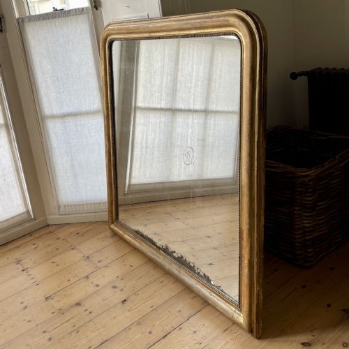 LARGE 19TH CENTURY FRENCH GILT LOUIS PHILIPPE MIRROR C1850 MERCURY GLASS - ADDITIONAL PHOTO 7