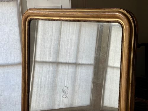 LARGE 19TH CENTURY FRENCH GILT LOUIS PHILIPPE MIRROR C1850 MERCURY GLASS - ADDITIONAL PHOTO 9