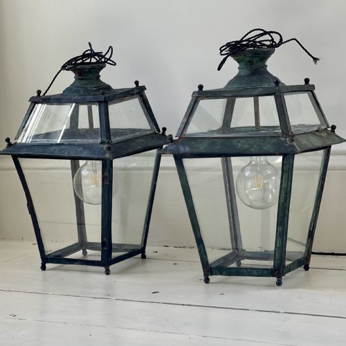 Pair of Antique French Lanterns - Rewired