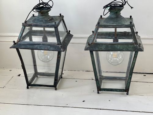 fig 1. Pair of antique French lanterns - rewired