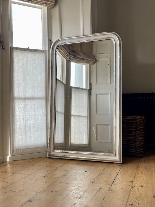 LARGE ANTIQUE FRENCH SILVER GILT AND GESSO MIRROR - ADDITIONAL PHOTO 1