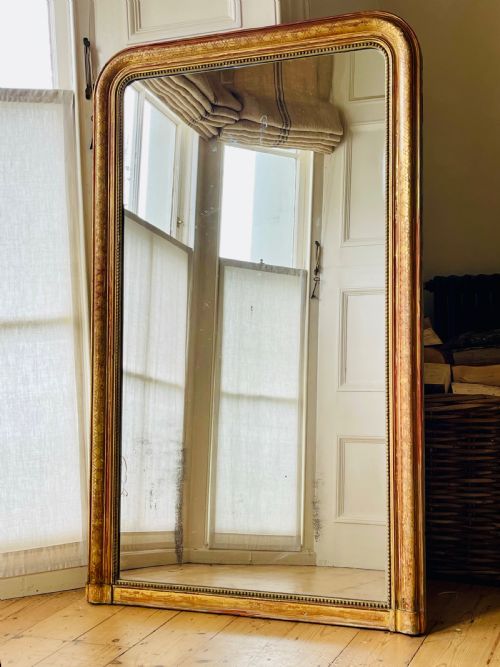 large antique french gilt louis philippe mirror mercury glass - CATEGORY: ANTIQUE MIRRORS - DATED 19TH CENTURY