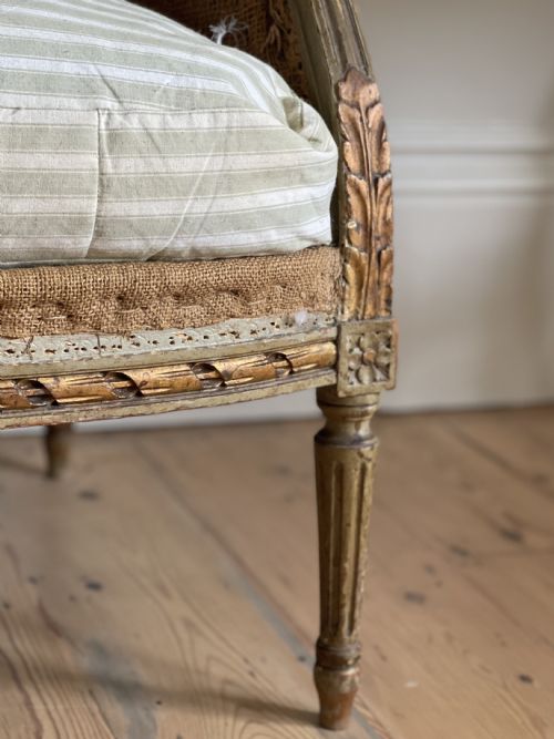 19TH CENTURY FRENCH LOUIS XVI SOFA ORIGINAL PAINT - ADDITIONAL PHOTO 5