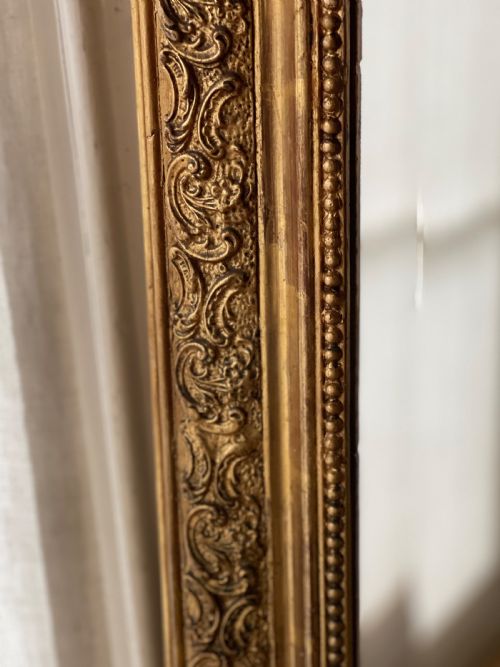 LARGE ANTIQUE FRENCH GILT MIRROR BEVELLED GLASS - ADDITIONAL PHOTO 3