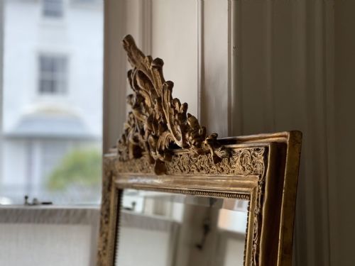 LARGE ANTIQUE FRENCH GILT MIRROR BEVELLED GLASS - ADDITIONAL PHOTO 5