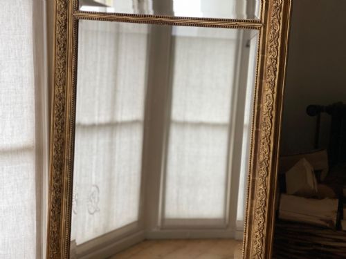 LARGE ANTIQUE FRENCH GILT MIRROR BEVELLED GLASS - ADDITIONAL PHOTO 8