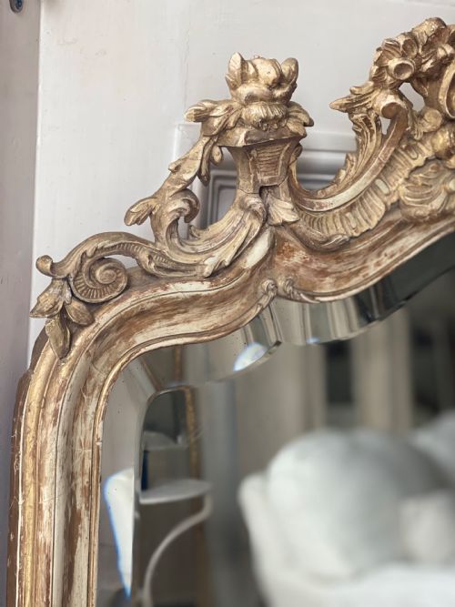 19TH CENTURY FRENCH LOUIS XV GILT MIRROR BEVELLED GLASS - ADDITIONAL PHOTO 15