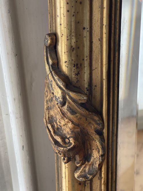 LARGE ANTIQUE FRENCH GILT LOUIS XV MIRROR BEVELLED GLASS - ADDITIONAL PHOTO 5