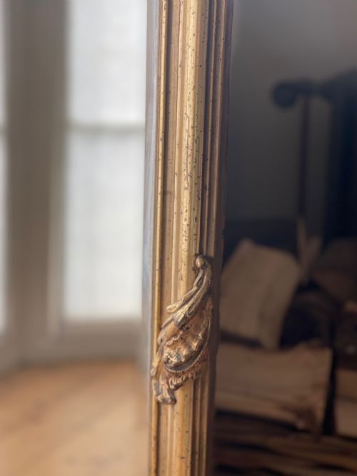 LARGE ANTIQUE FRENCH GILT LOUIS XV MIRROR BEVELLED GLASS - ADDITIONAL PHOTO 7