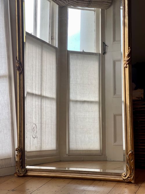 LARGE ANTIQUE FRENCH GILT LOUIS XV MIRROR BEVELLED GLASS - ADDITIONAL PHOTO 12