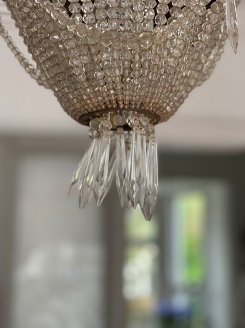 ANTIQUE FRENCH LOUIS PHILIPPE CRYSTAL BAG CHANDELIER C1860 REWIRED - ADDITIONAL PHOTO 6