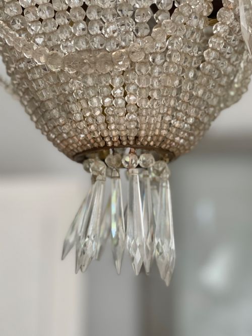 ANTIQUE FRENCH LOUIS PHILIPPE CRYSTAL BAG CHANDELIER C1860 REWIRED - ADDITIONAL PHOTO 13