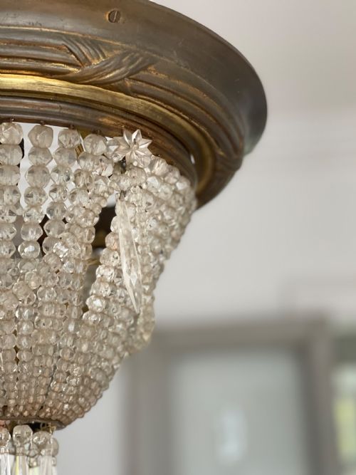 ANTIQUE FRENCH LOUIS PHILIPPE CRYSTAL BAG CHANDELIER C1860 REWIRED - ADDITIONAL PHOTO 14